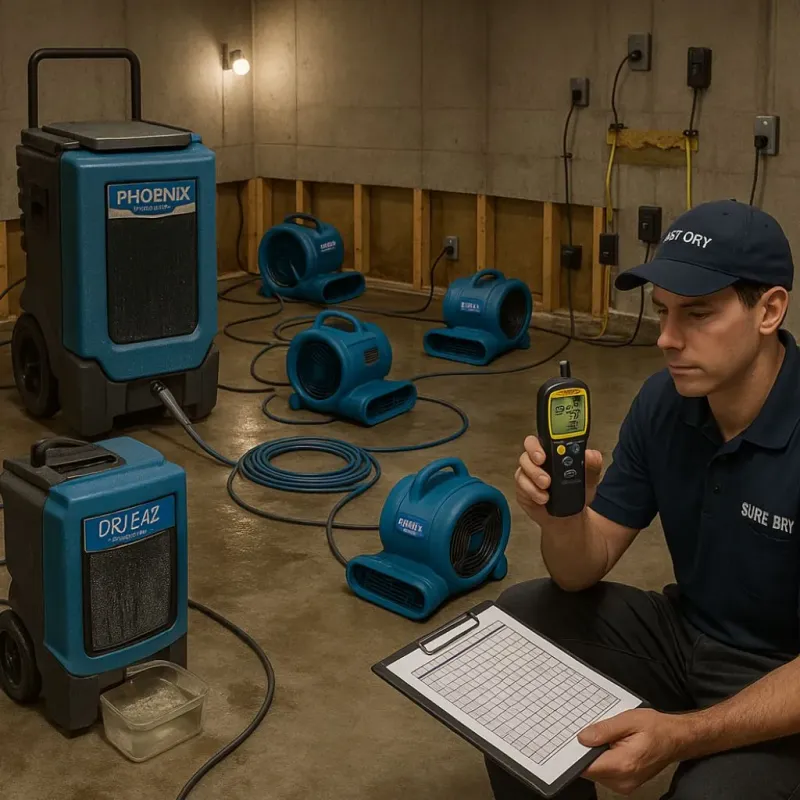 Structural Drying and Dehumidification process in Cetronia, PA